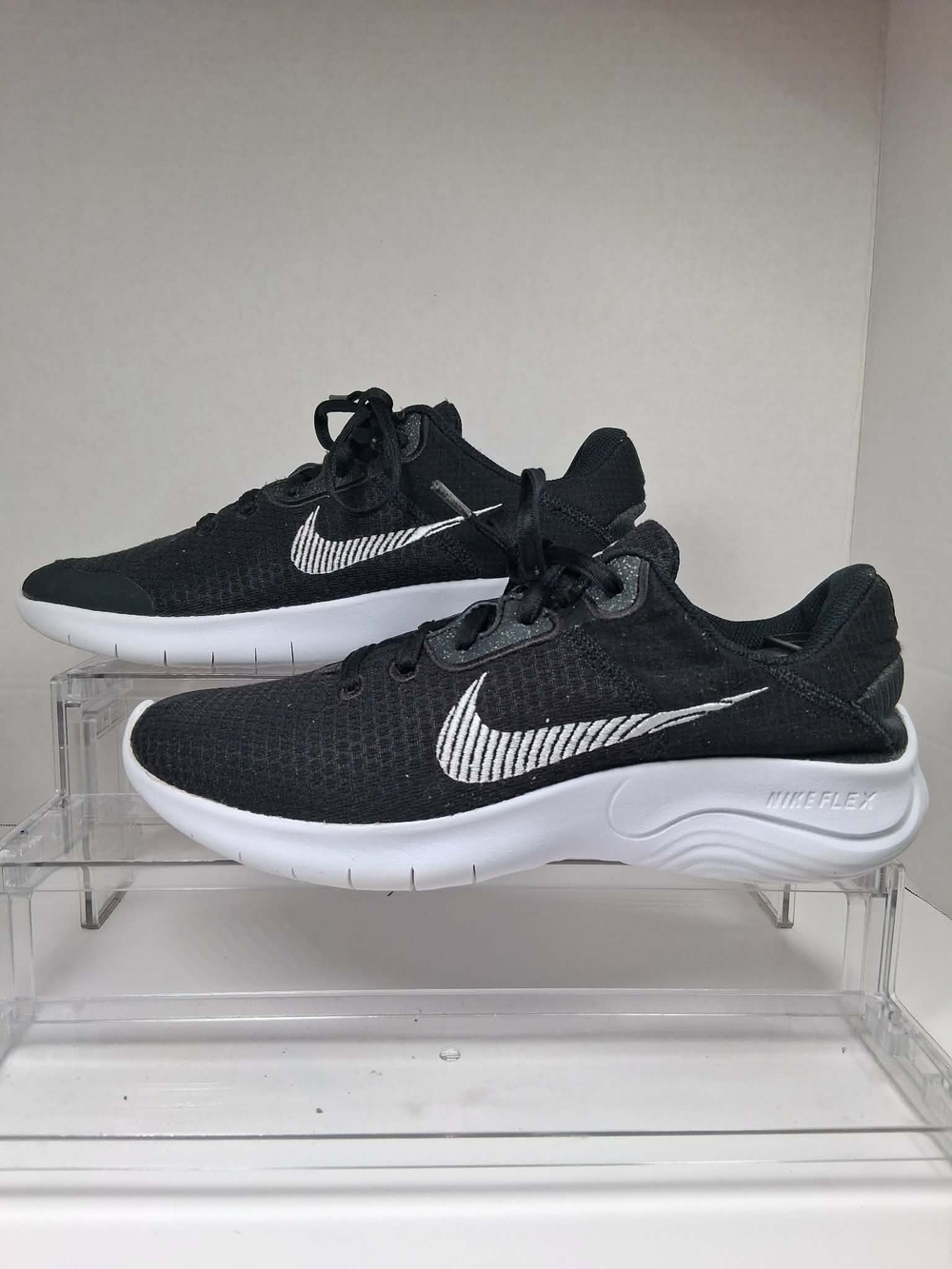Nike Black and White Flex Run Athletic Sneakers